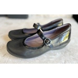 Dansko Women’s Mary Jane Clogs Black Leather Round Toe Size 38